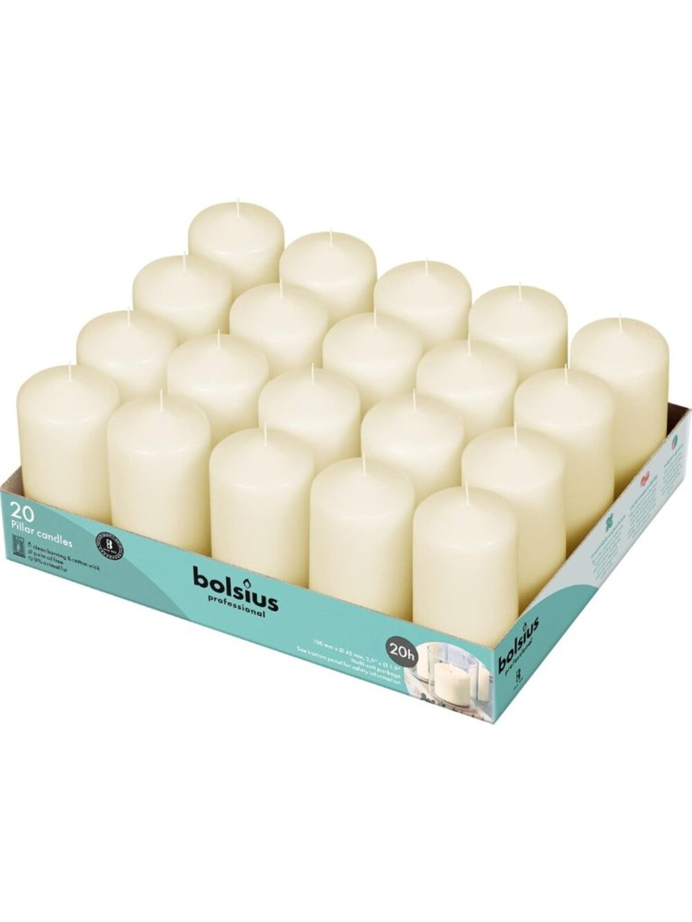 Ivory Pillar Candle Set - 20 Pack, 2x4 Inch, Dripless & Smokeless, Clean Burning